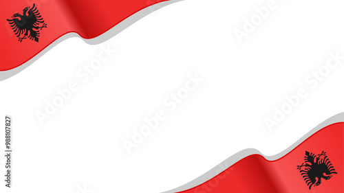 wavy Albania flag vector background with copy space for text. albania national day