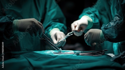 A surgical team working with precision instruments to perform a minimally invasive operation, reducing patient recovery time and complications. photo