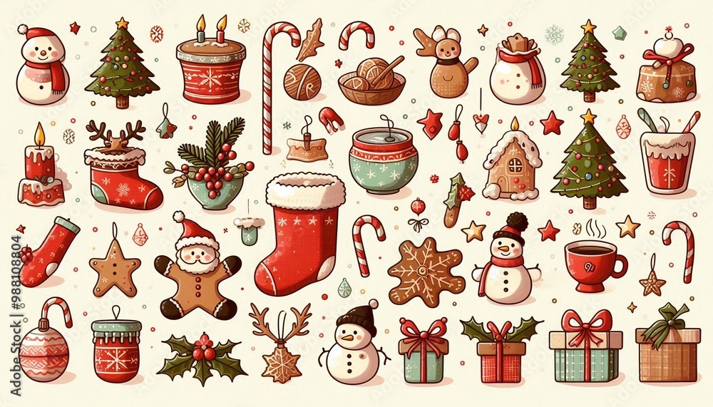 Christmas Icons set Collection: Festive Decorations and Holiday Cheer Christmas Icons set Collection: Festive Decorations and Holiday Cheer