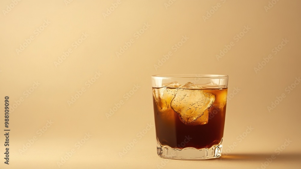 Refreshing Cold Brew Coffee Drink on Warm Beige Background Refreshing Cold Brew Coffee Drink on Warm Beige Background