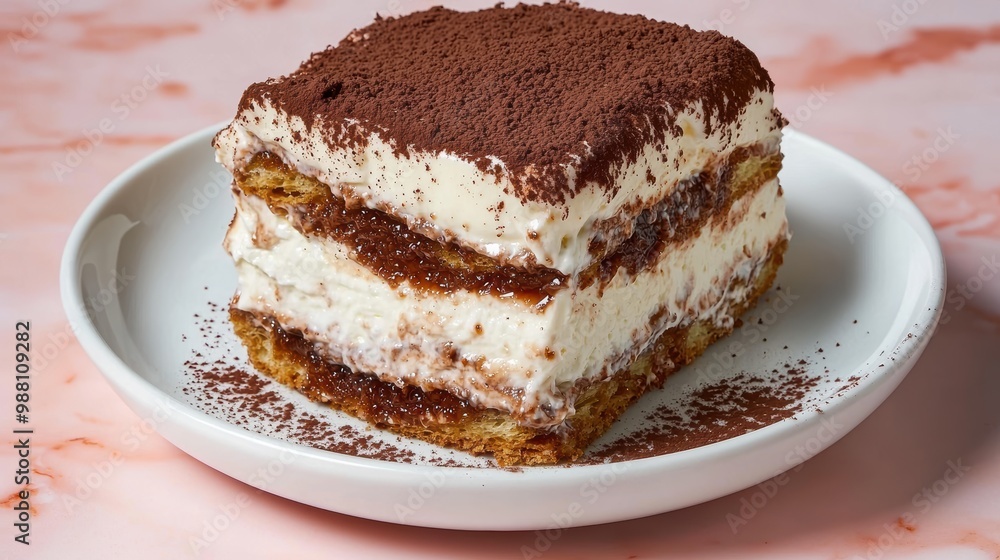 Delicious tiramisu dessert on a plate Delicious tiramisu dessert on a plate