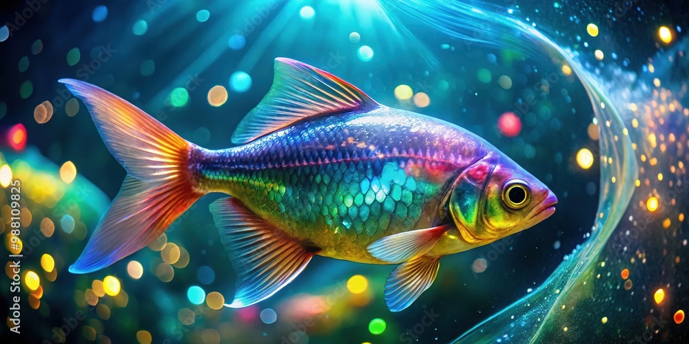 A sleek fish glides smoothly through clear water, its translucent scales radiating a subtle glow, surrounded by gentle currents that caress its flowing form. A sleek fish glides smoothly through clear water, its translucent scales radiating a subtle glow, surrounded by gentle currents that caress its flowing form.