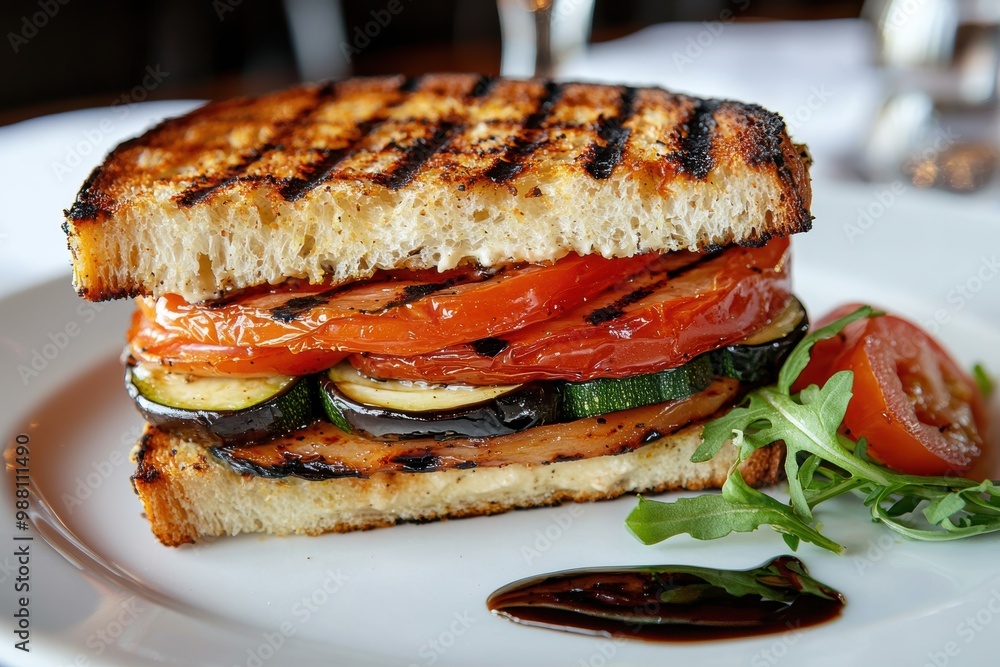 Grilled vegetable sandwich with tomato and zucchini Grilled vegetable sandwich with tomato and zucchini