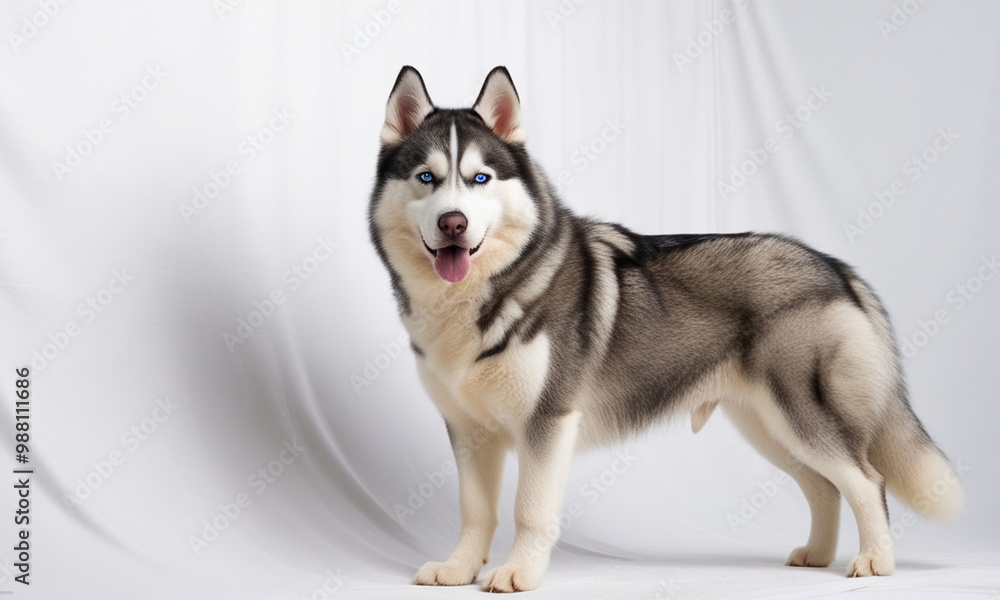 A husky dog with two beautiful eyes on a white background A husky dog with two beautiful eyes on a white background