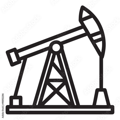 Oil pump jack silhouette vector on a white background