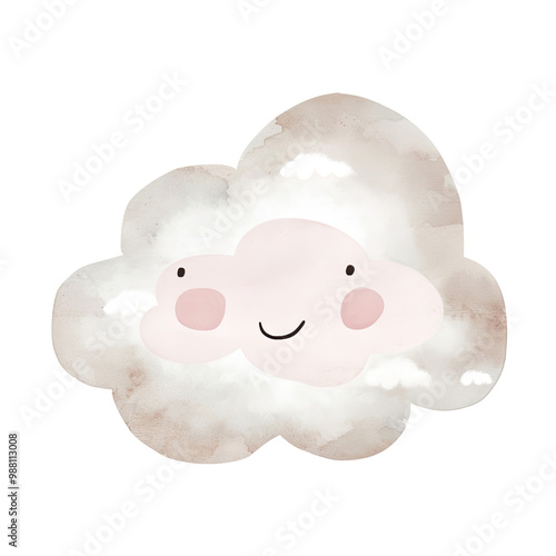 A cartoon cloud with a smiling face on it