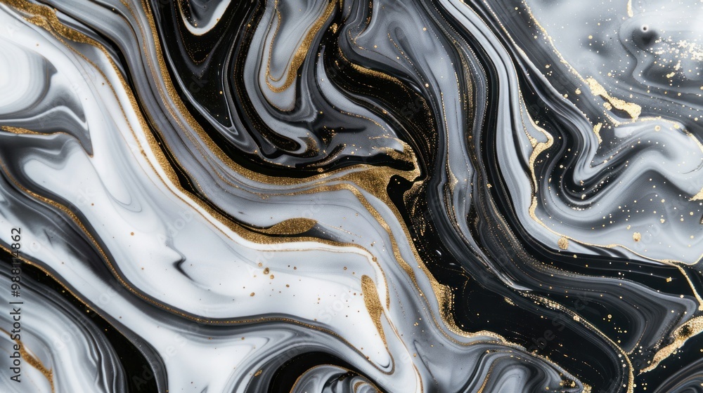 Abstract Black, White, and Gold Swirls Abstract Black, White, and Gold Swirls