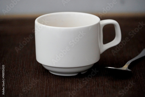 White coffee cup with spoon