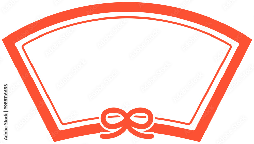 扇形フレーム　リボン　赤