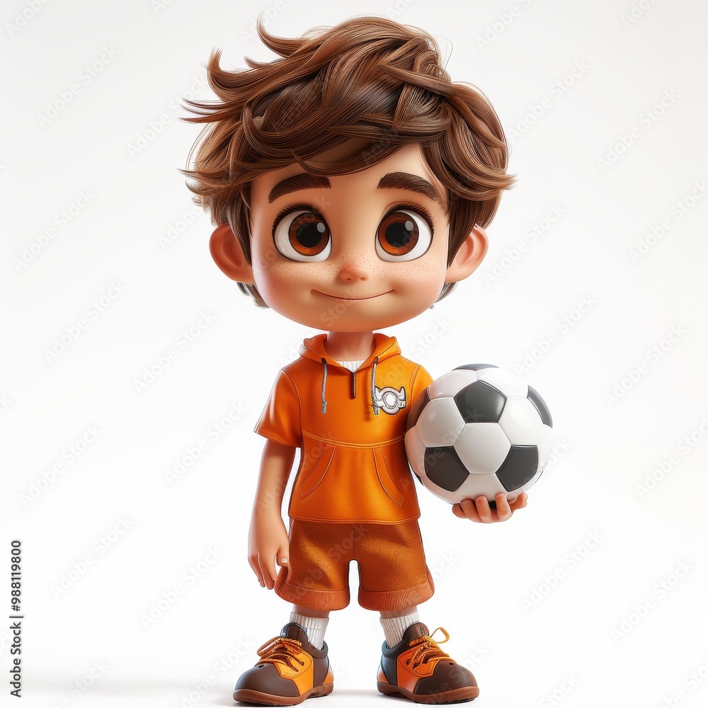 3D Cartoon Character Holding Soccer Ball 3D Cartoon Character Holding Soccer Ball