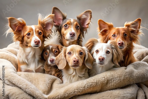 Velvety-haired canines with delicate features and pert ears lounge on plush cushions, tousled blankets, and soft words, awaiting their forever families.
