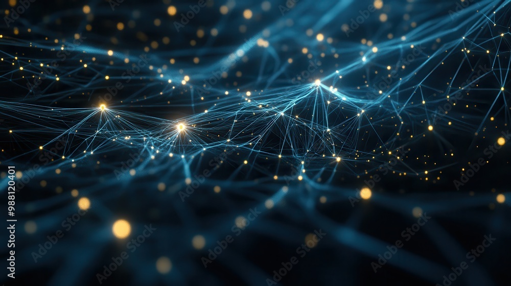 Fototapeta premium Abstract Digital Network Background with Glowing Nodes and Lines.