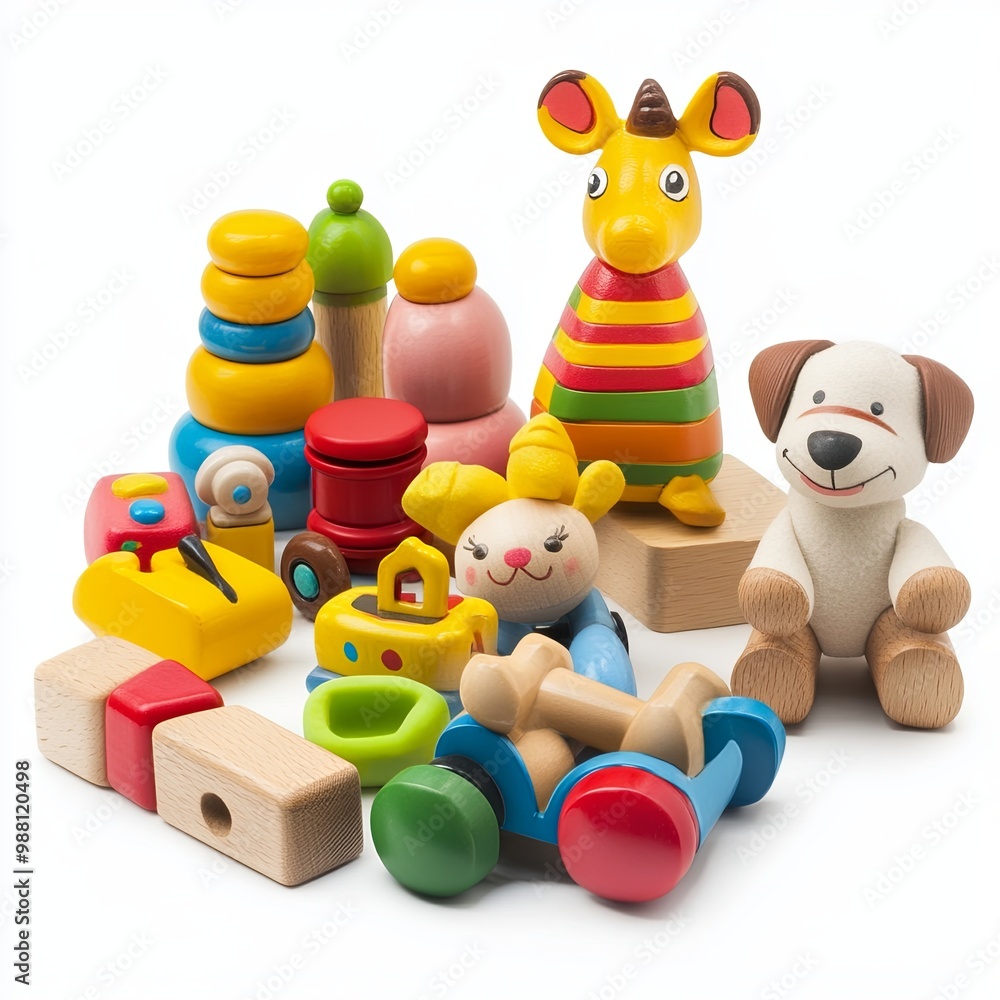 Toys collection isolated on white background Toys collection isolated on white background