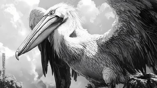 Pelican. Manticore. Illustration photo