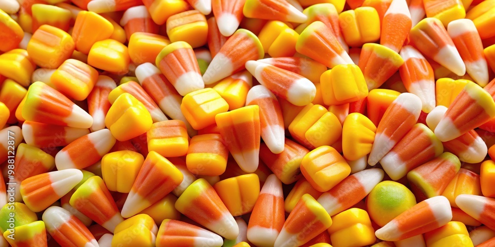Vibrant yellow, orange, and white candy corn is carefully arranged in a sweet and festive display, creating a colorful and inviting treat for all. Vibrant yellow, orange, and white candy corn is carefully arranged in a sweet and festive display, creating a colorful and inviting treat for all.