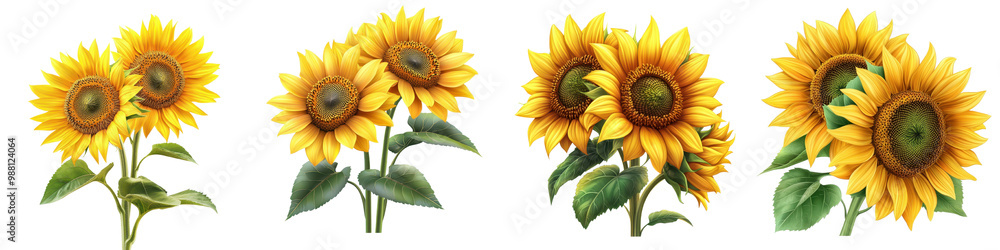 Naklejka premium Stunning sunflowers in full bloom creating a beautiful and serene natural landscape These vibrant yellow flowers stand tall amidst a verdant garden basking in the warm summer sunshine