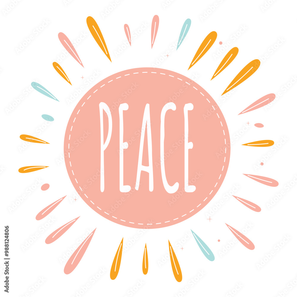 Fototapeta premium Peace in Romantic Flower Leaves Circle Frame Background