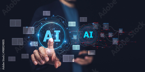 Obraz na płótnie AI technology enables businessmen to streamline document management by automating data entry improving accuracy and reducing manual tasks in business operations w salonie