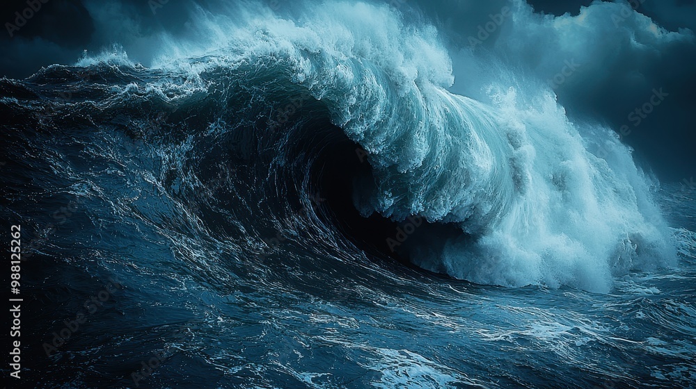 Dramatic Ocean Wave Crashing in Stormy Sea Dramatic Ocean Wave Crashing in Stormy Sea