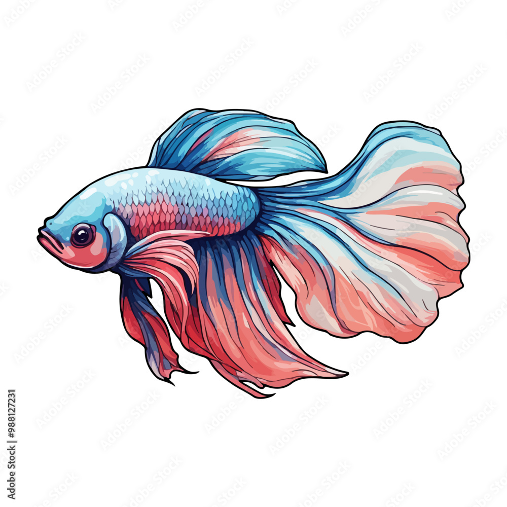 Obraz premium Siamese fighting fish fulcolor vector ai generated
