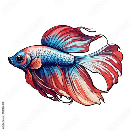 Siamese fighting fish vector illustration ai generated