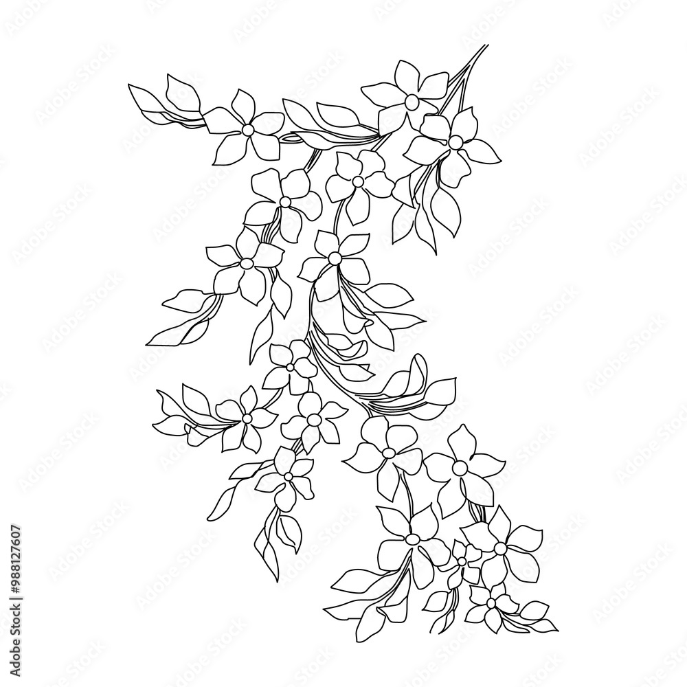 hand drawn illustration of a branch of a tree Art and embroidery pattern hand drawn illustration of a branch of a tree Art and embroidery pattern