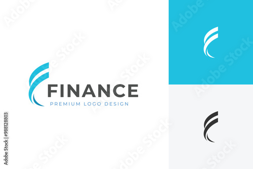 Letter F financial logo icon design with growth progress concept symbol for business growing logo design