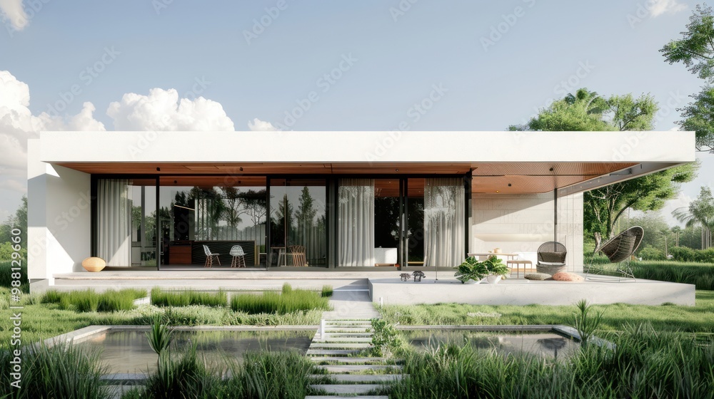 Modern Minimalist House with Pond Modern Minimalist House with Pond