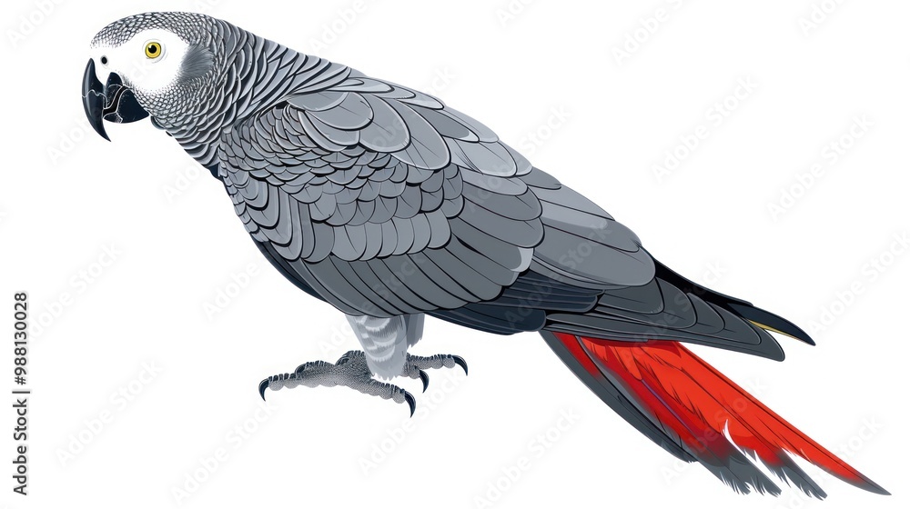 Naklejka premium African Grey Parrot Illustration