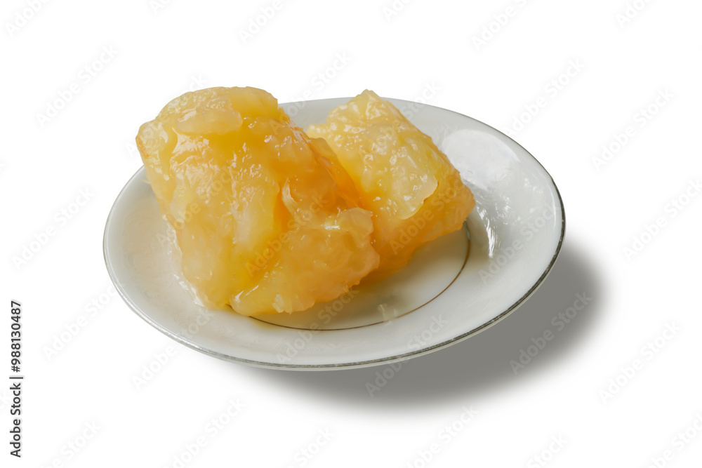 Thai tapioca dessert in a plate on a white background Thai tapioca dessert in a plate on a white background
