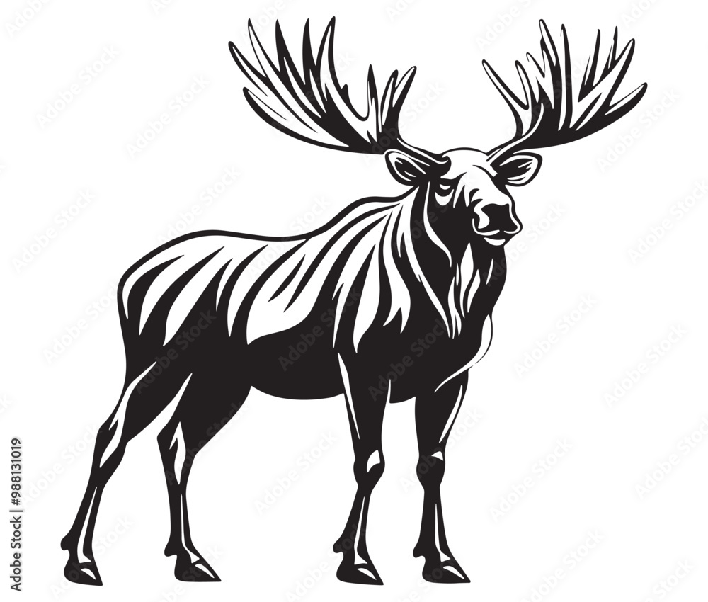 Fototapeta premium Moose silhouette, Moose illustration vector, American moose