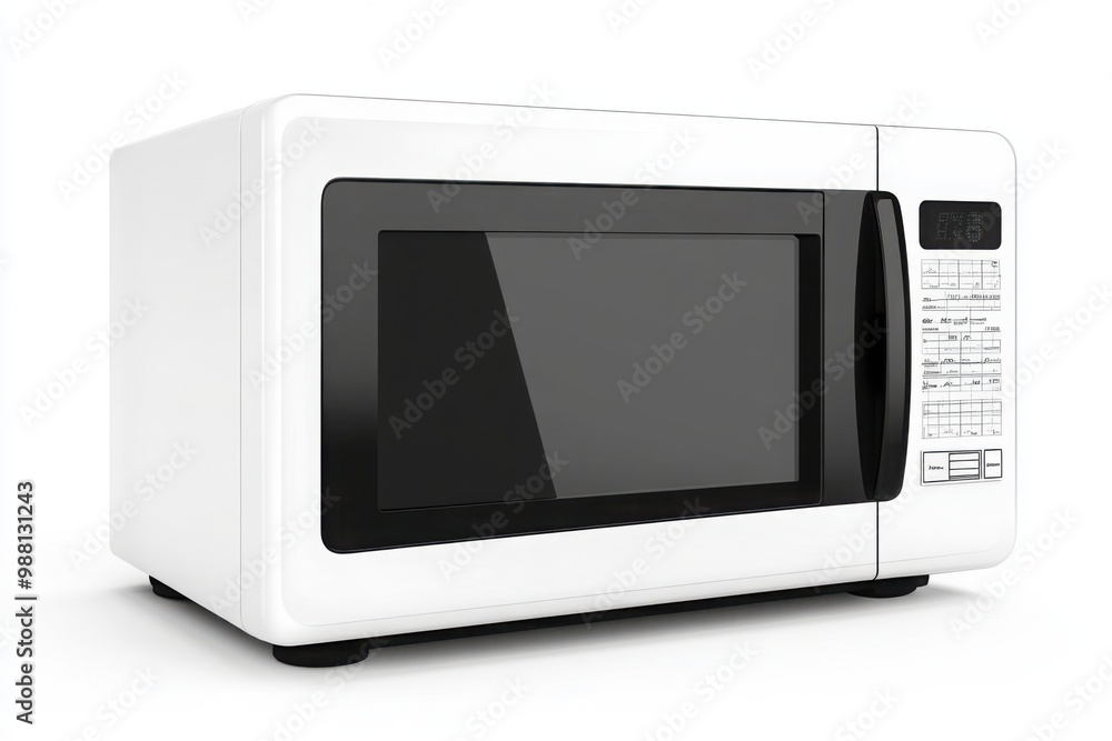 Obraz premium White microwave oven with digital control panel