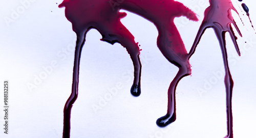 red blood drops on the floor, blood isolated white background, concept of splatter blood, murder bloody, splash, splatter of real bloody .Clipping path, healthcare and medicare.