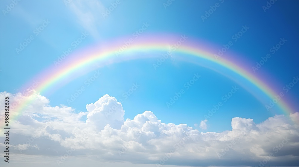 Vibrant Rainbow Arching Across a Clear Sky Vibrant Rainbow Arching Across a Clear Sky