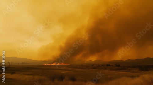 Thick Dark Smoke from Distant Wildfire