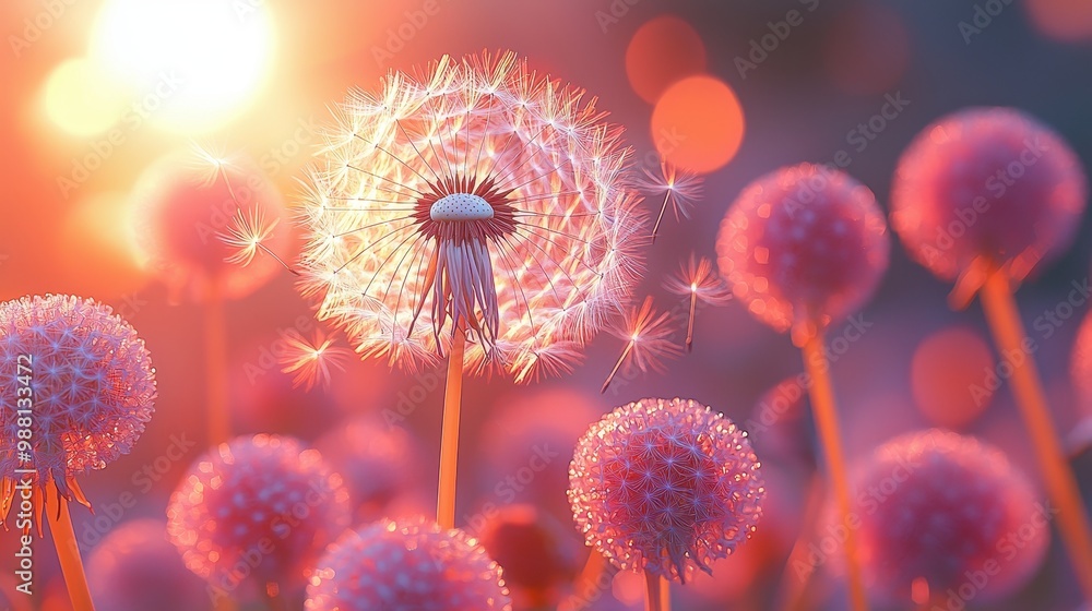 Dandelion Seeds in Sunset Glow Dandelion Seeds in Sunset Glow