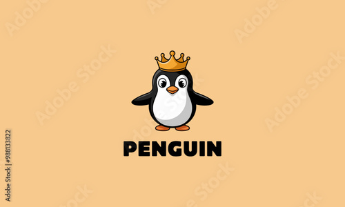 Cute penguin wearing a crown.