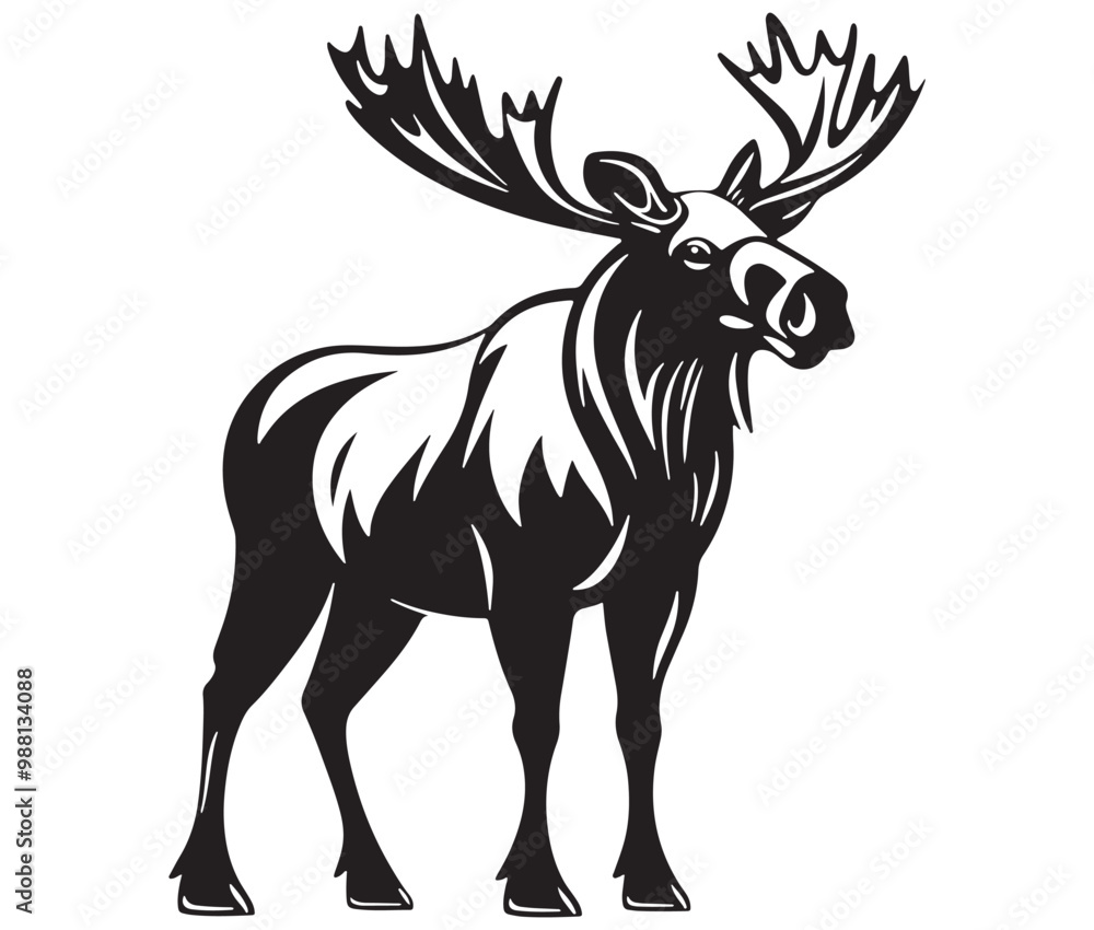Fototapeta premium Moose silhouette, Moose illustration vector, American moose