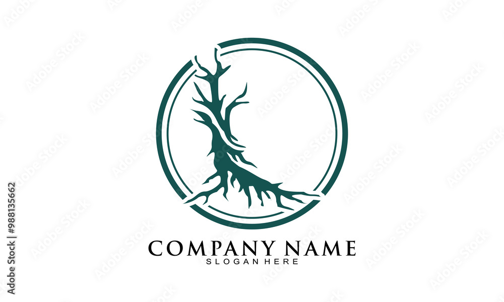 Bonsai stem logo design vector Bonsai stem logo design vector