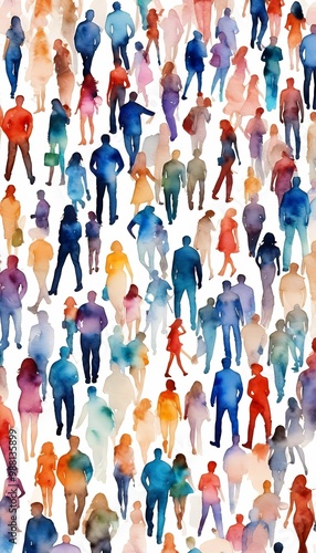 design concept background crowd watercolor element  crowd people watercolor design creative decorative together diversity street anonymous diverse trendy background society wallpaper crowd people