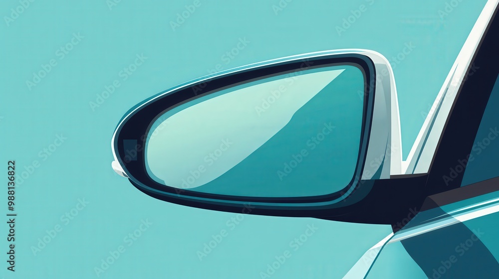 Modern Side Rear-View Car Mirror Vector Illustration with Minimal Design and Clean Shapes, Isolated on Simple Background Modern Side Rear-View Car Mirror Vector Illustration with Minimal Design and Clean Shapes, Isolated on Simple Background