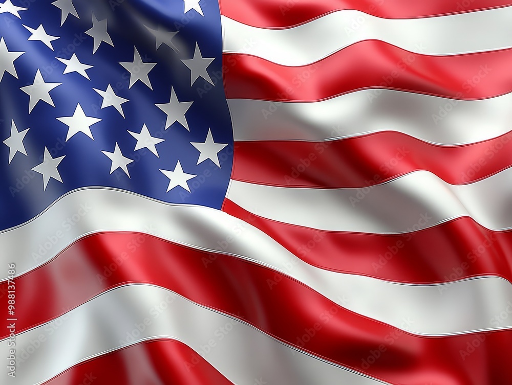 Waving American Flag Red White Blue Stripes Stars and Stripes