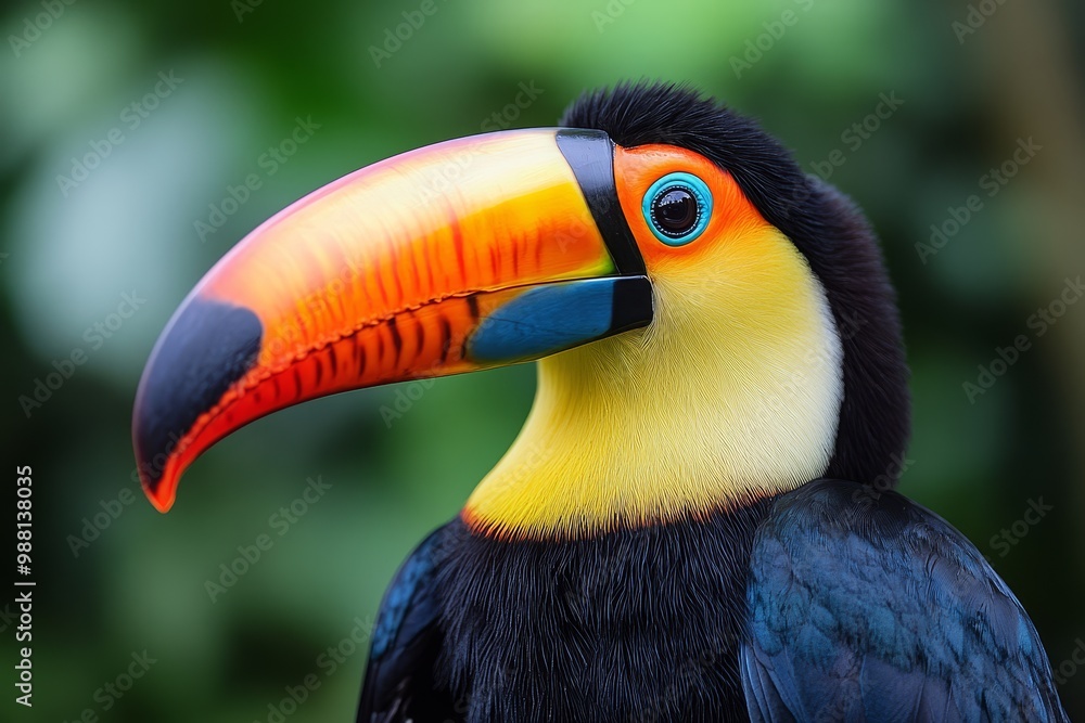 Naklejka premium Colorful Toucan Bird with Large Beak Close Up