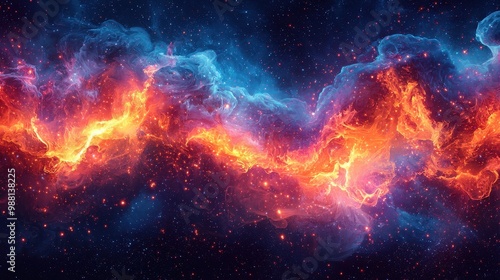 Abstract Cosmic Nebula with Fire and Smoke Texture