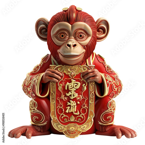 Festive monkey statue celebrating Lunar New Year