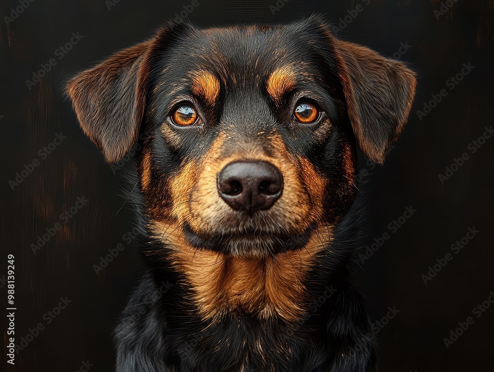Close Up Portrait of a Black and Tan Dog with Brown Eyes Close Up Portrait of a Black and Tan Dog with Brown Eyes