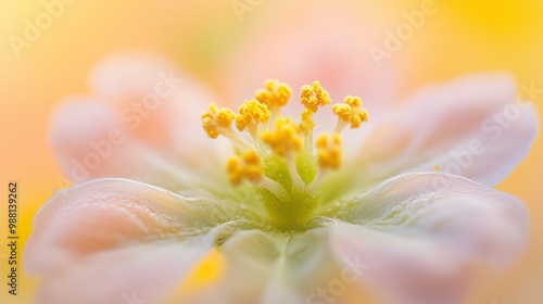 Canola flower closeup detail blossoming with blurred background