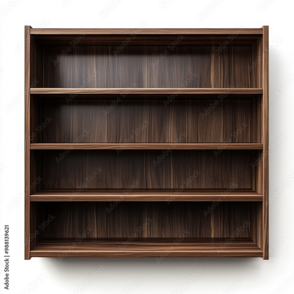 A dark brown minimalist bookshelf with three large shelves and clean lines, perfect for storage or display in modern interiors. A dark brown minimalist bookshelf with three large shelves and clean lines, perfect for storage or display in modern interiors.