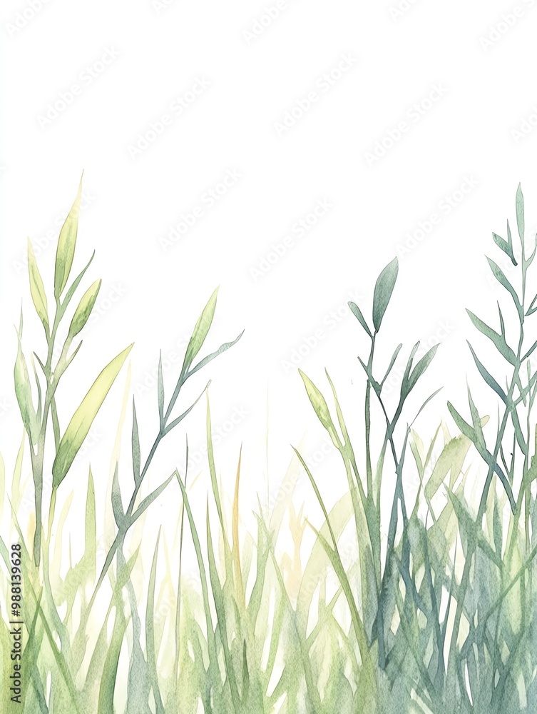 Watercolor Grass Blades of grass in different shades