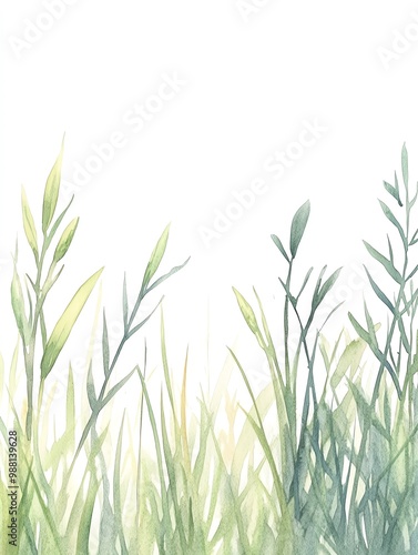 Watercolor Grass Blades of grass in different shades